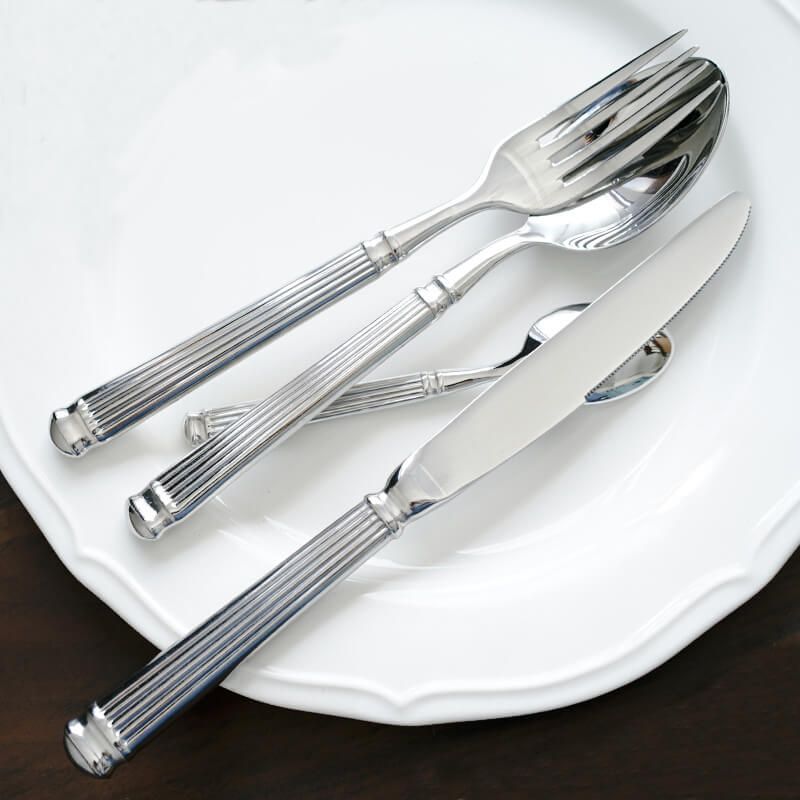 Lighteme Simple Striped Flatware 4 Pcs Set
