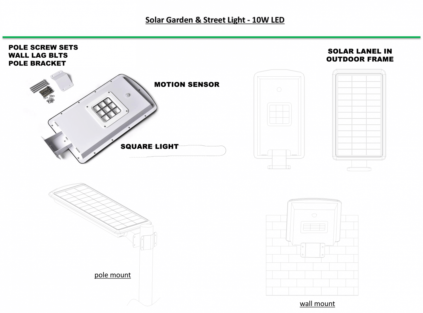 Lampadaire solaire Lighteme 10 watts