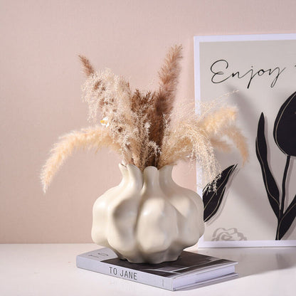 Vase en céramique crème de couleur unie Lighteme
