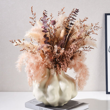 Vase en céramique crème de couleur unie Lighteme