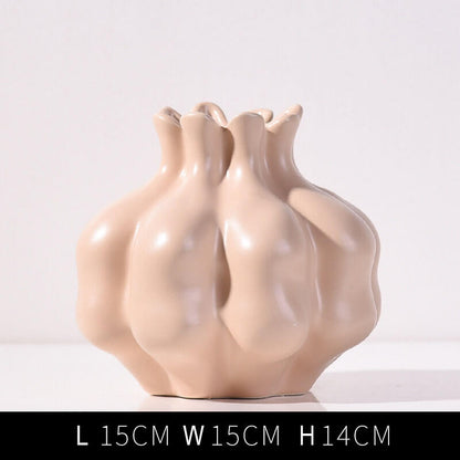 Vase en céramique crème de couleur unie Lighteme