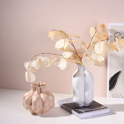 Vase en céramique crème de couleur unie Lighteme