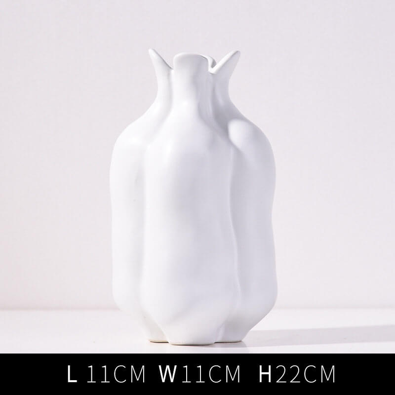 Vase en céramique crème de couleur unie Lighteme