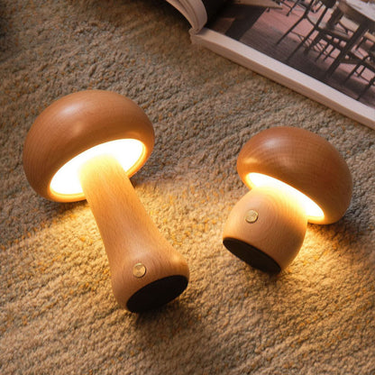 Lighteme Solid Wood Mushroom Lamp