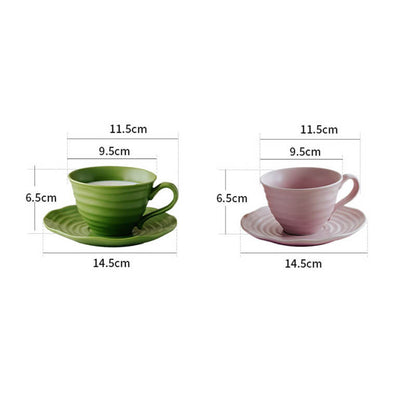 Lighteme Keramiktasse und Untertasse mit Spiralmuster 