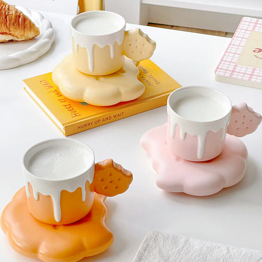 Lighteme Spring Biscuit Ceramic Cup and Saucer