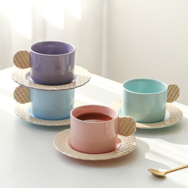 Lighteme Spring Biscuit Ceramic Cup and Saucer