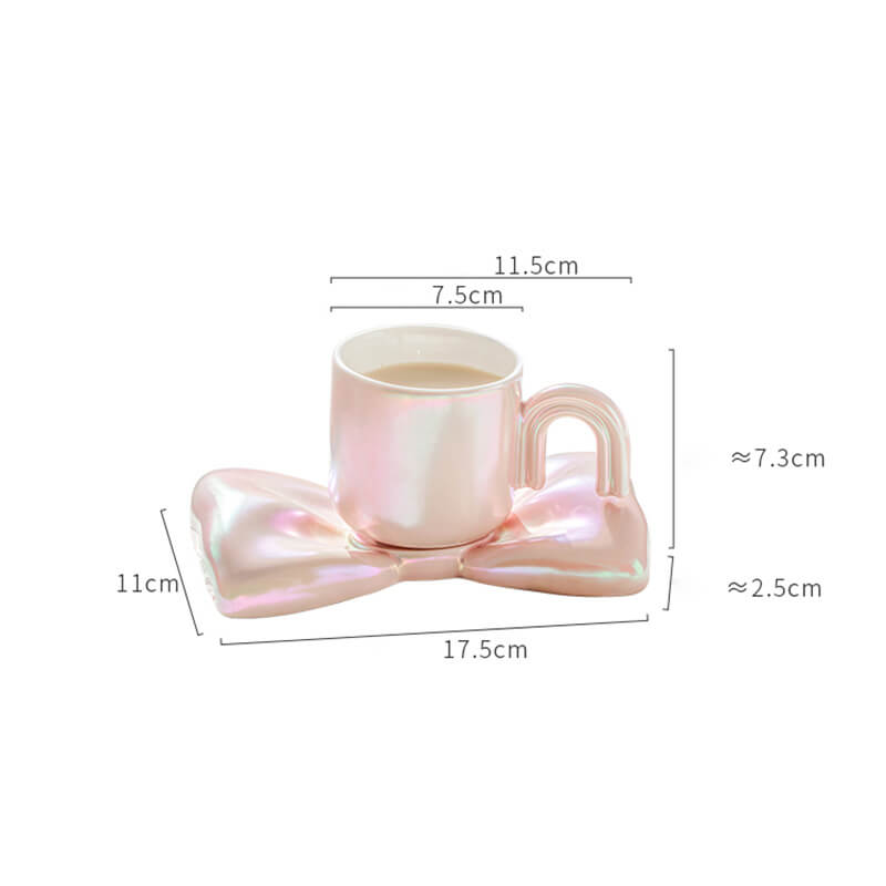 Lighteme Frühlings-Keramiktasse und Untertasse mit Schleife