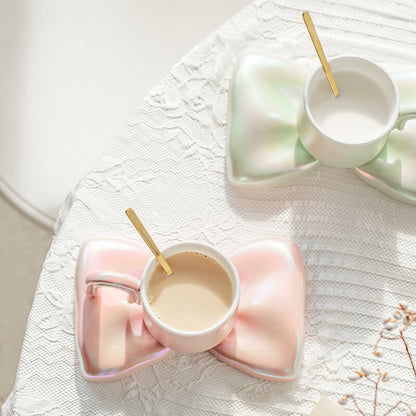 Lighteme Frühlings-Keramiktasse und Untertasse mit Schleife