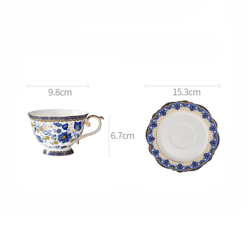Tasse et soucoupe en porcelaine anglaise à motif floral printanier Lighteme