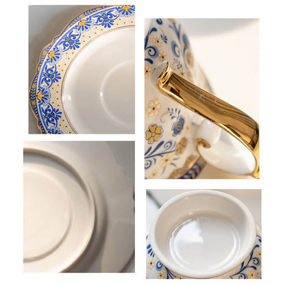 Tasse et soucoupe en porcelaine anglaise à motif floral printanier Lighteme