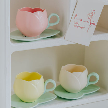 Lighteme Spring Tulip Keramiktasse und Untertasse