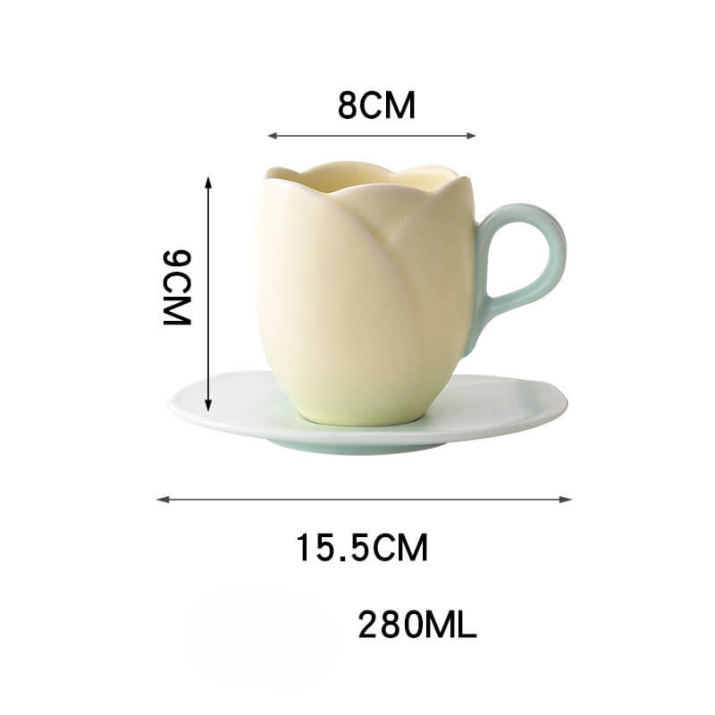 Lighteme Spring Tulip Keramiktasse und Untertasse