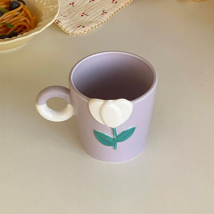 Lighteme Spring Tulip Embossed Ceramic Mug