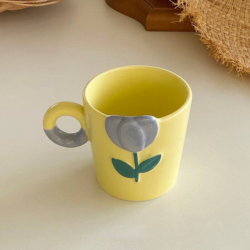 Lighteme Spring Tulip Embossed Ceramic Mug