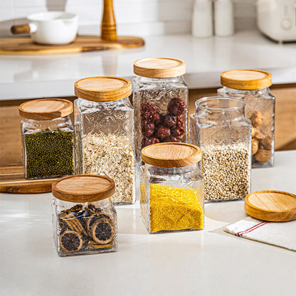 Lighteme Square Embossed Glass Storage Jar