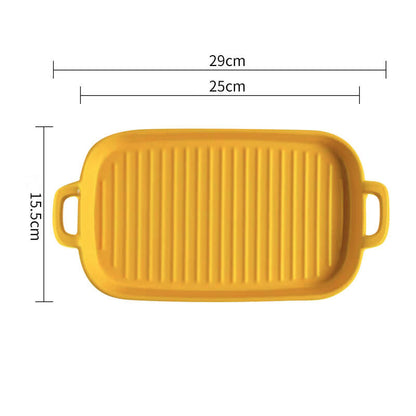 Lighteme quadratische gestreifte Keramik-Auflaufform