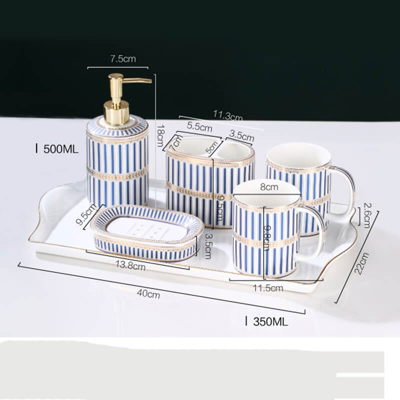Lighteme Stripe Gilt Ceramic Bathroom Set