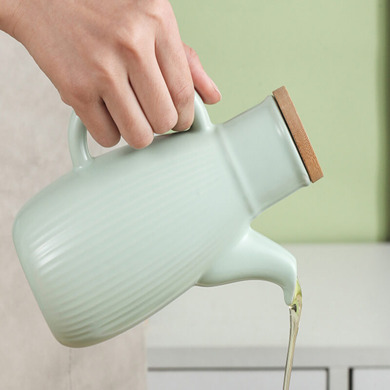 Bouteille d'huile en céramique de couleur unie Lighteme Stripe
