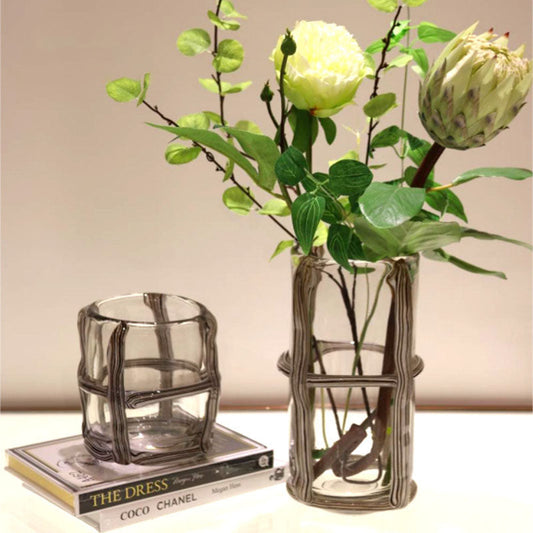 Vase en verre vintage rayé Lighteme