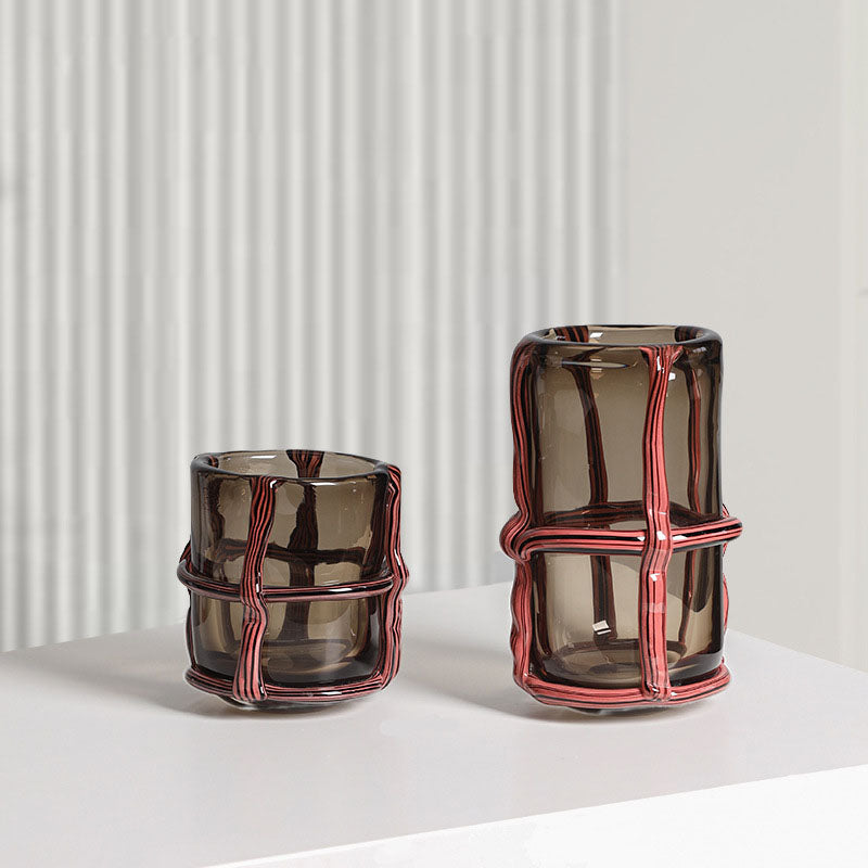 Lighteme Striped Vintage Glass Vase