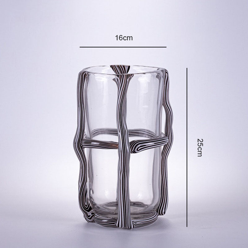 Lighteme Striped Vintage Glass Vase