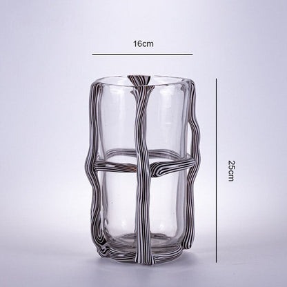 Lighteme Striped Vintage Glass Vase