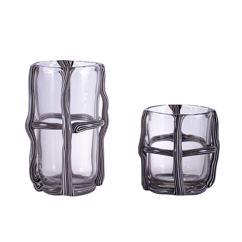 Lighteme Striped Vintage Glass Vase