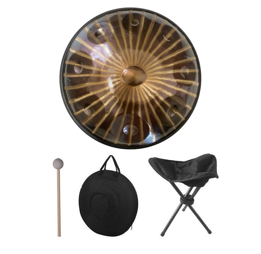 Sun God 22 Zoll 9/10/12 Noten Handgemacht Handpan Drums aus Edelstahl, Kurd/Celtic d-Moll Musikinstrument Hang Drum