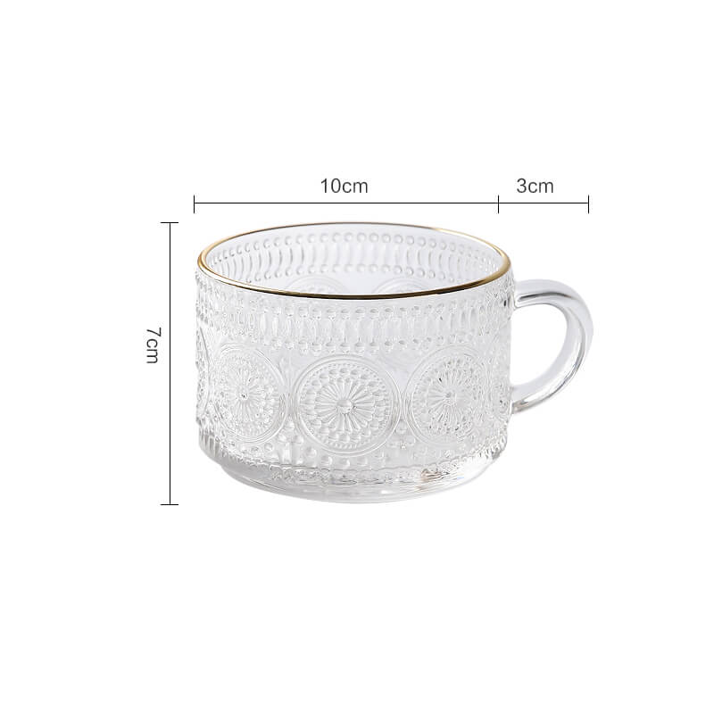 Lighteme Sunflower Embossed Glass Cup