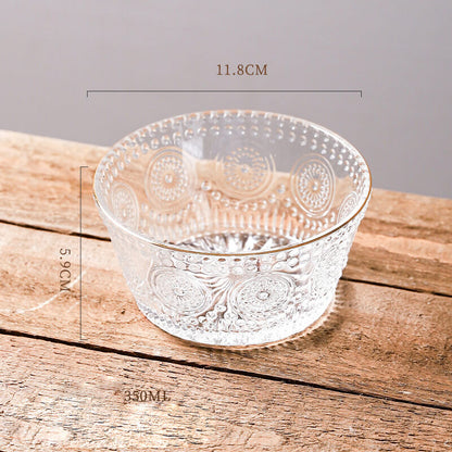 Lighteme Glasschale mit geraden Seiten und Sonnenblumenprägung