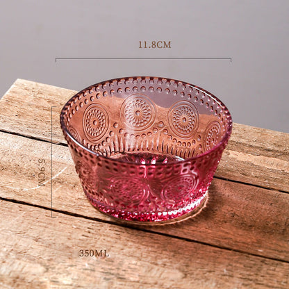 Lighteme Glasschale mit geraden Seiten und Sonnenblumenprägung
