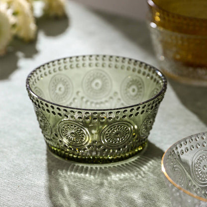 Lighteme Glasschale mit geraden Seiten und Sonnenblumenprägung