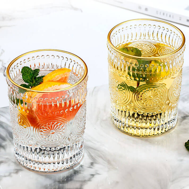 Lighteme Vintage-Glastasse mit Sonnenblumenmotiv