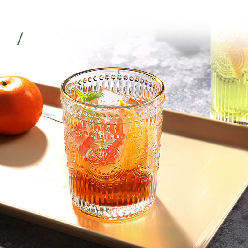 Lighteme Vintage-Glastasse mit Sonnenblumenmotiv