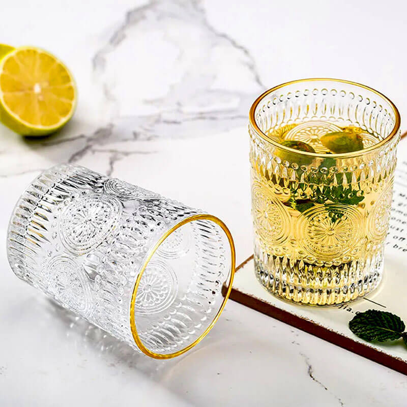 Lighteme Vintage-Glastasse mit Sonnenblumenmotiv