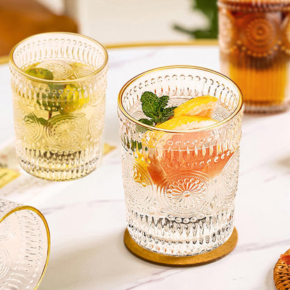Lighteme Vintage-Glastasse mit Sonnenblumenmotiv