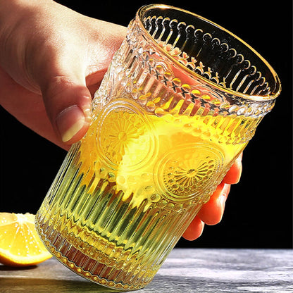 Lighteme Vintage-Glastasse mit Sonnenblumenmotiv