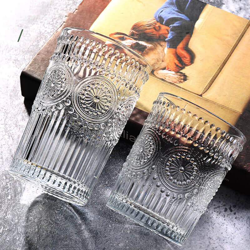 Lighteme Vintage-Glastasse mit Sonnenblumenmotiv