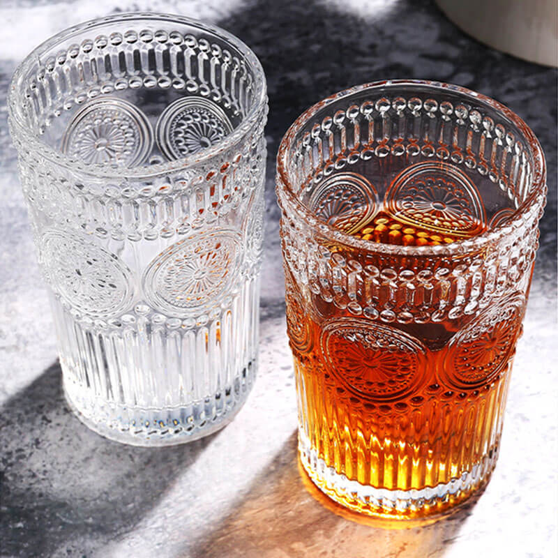 Lighteme Vintage-Glastasse mit Sonnenblumenmotiv