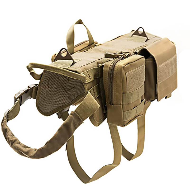 Harnais tactique pour chien Lighteme 3 couleurs réglable militaire K9 avec 3 poches détachables