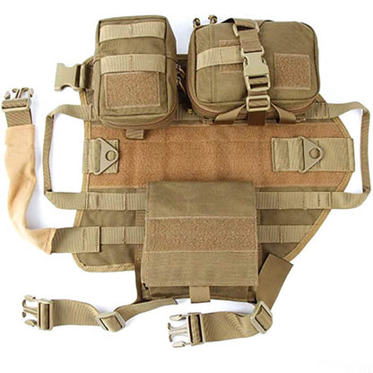Harnais tactique pour chien Lighteme 3 couleurs réglable militaire K9 avec 3 poches détachables