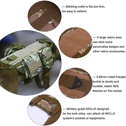 Harnais tactique pour chien Lighteme 3 couleurs réglable militaire K9 avec 3 poches détachables
