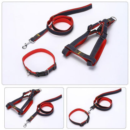 Lighteme Three-Piece Suit Pet Harness Traction Rope Collar (4 colors & 4 sizes)