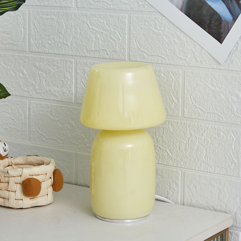 Lampe de nuit en verre champignon inclinée Lighteme