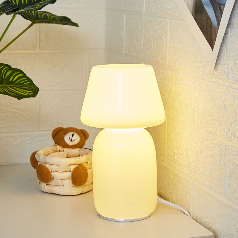 Lampe de nuit en verre champignon inclinée Lighteme