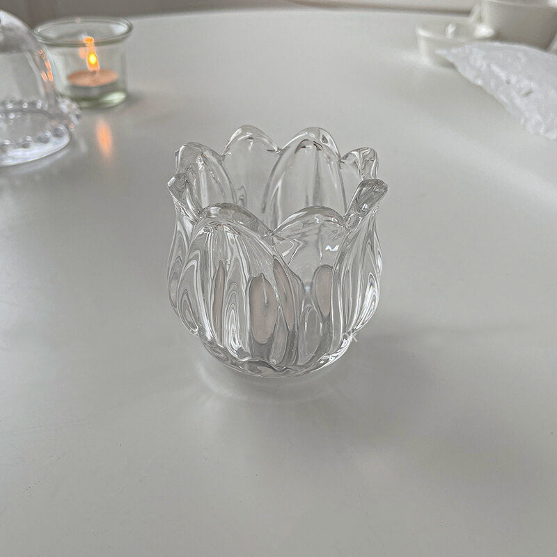 Bougeoir en verre tulipe Lighteme