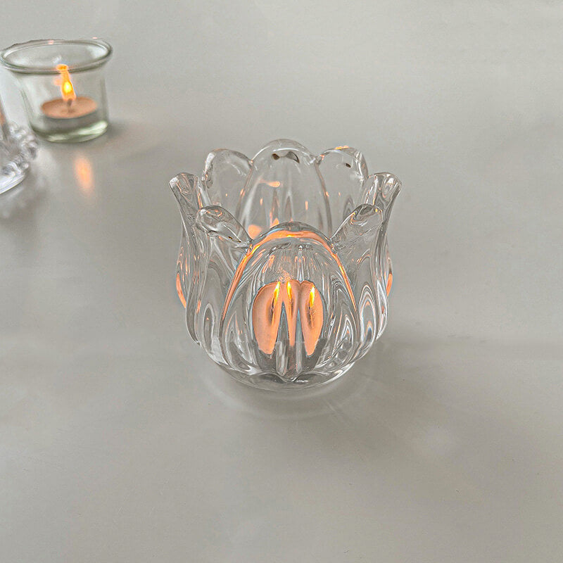 Bougeoir en verre tulipe Lighteme