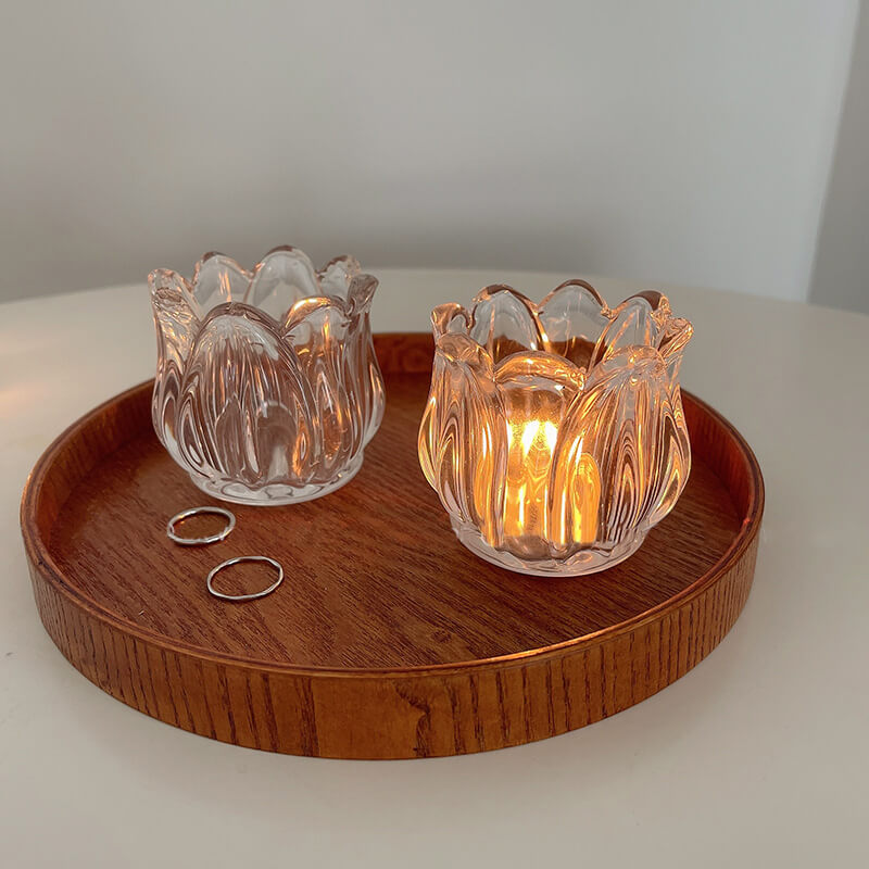 Bougeoir en verre tulipe Lighteme
