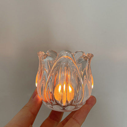 Bougeoir en verre tulipe Lighteme